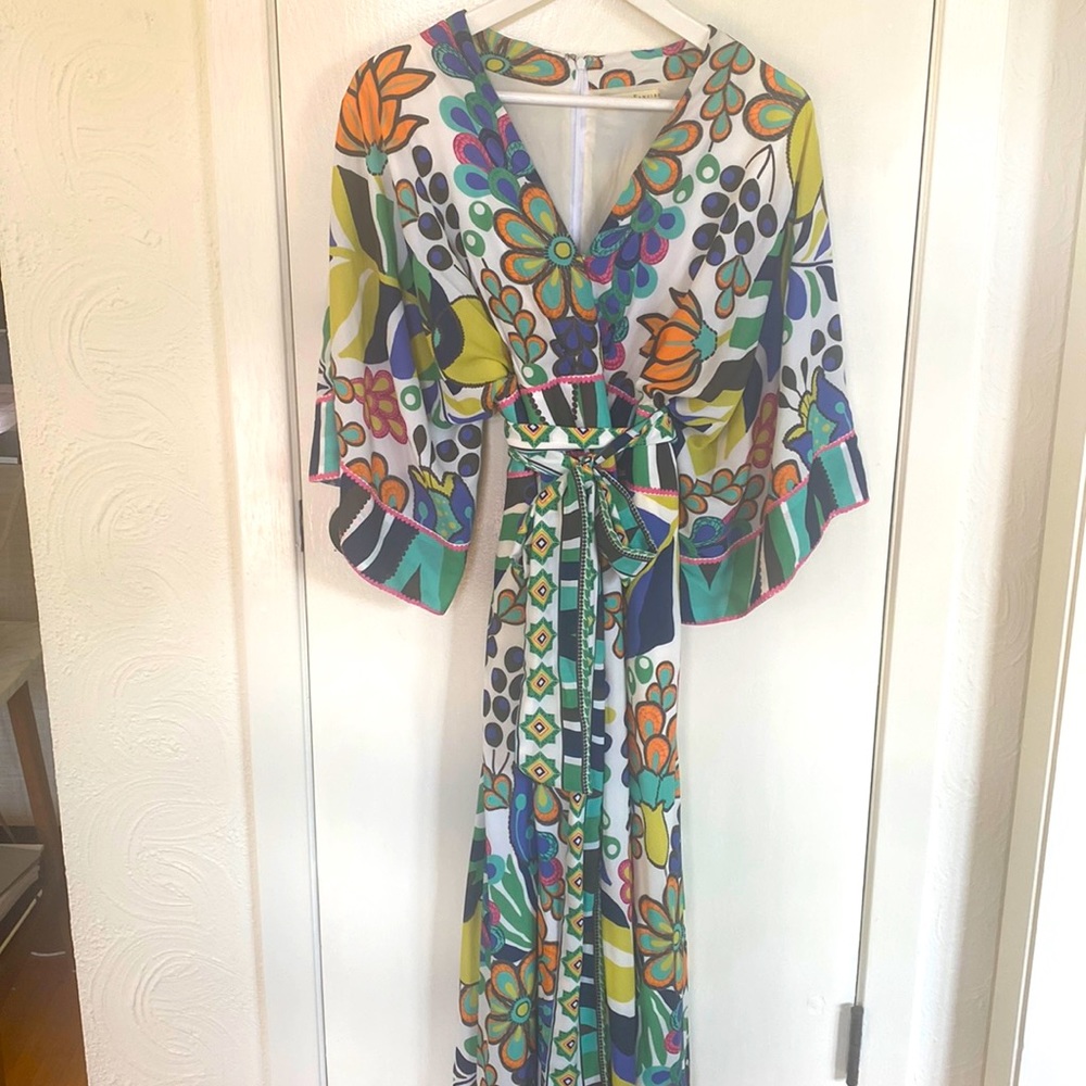 Custom Ankle Length dress w contrast belt - size 10 petite